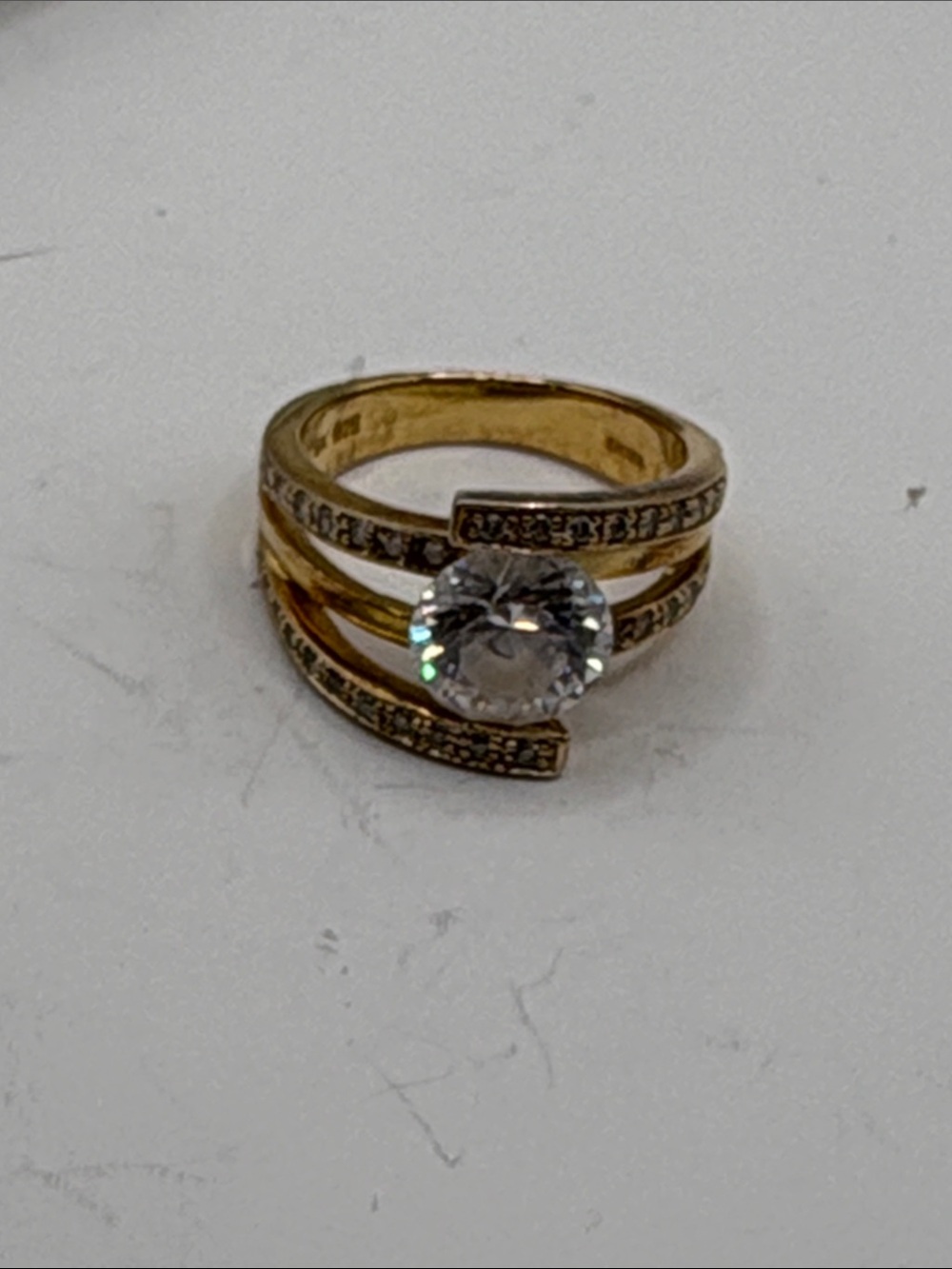 925 Sterling silver gold plated CZ ring size 7.5
